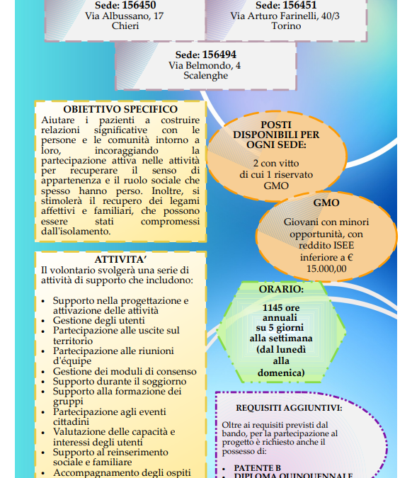 Cerchiamo te per i nostri progetti attraveso il Servizio Civile!